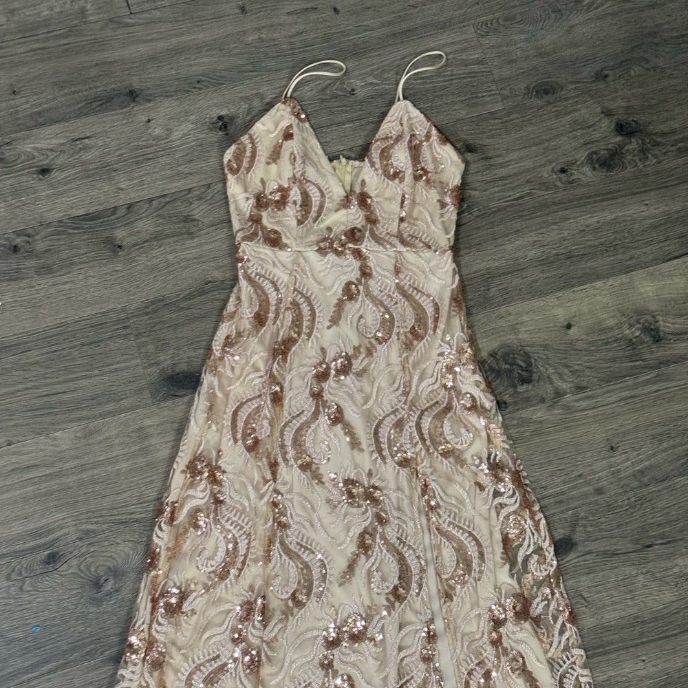 NWT | Southern Fried Chics Rose Gold Sequin Gown | Size L - Picture 3 of 9